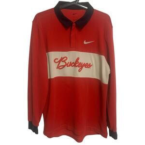 Nike Ohio State Buckeyes Dri-Fit Long Sleeve Polo Mens Size L